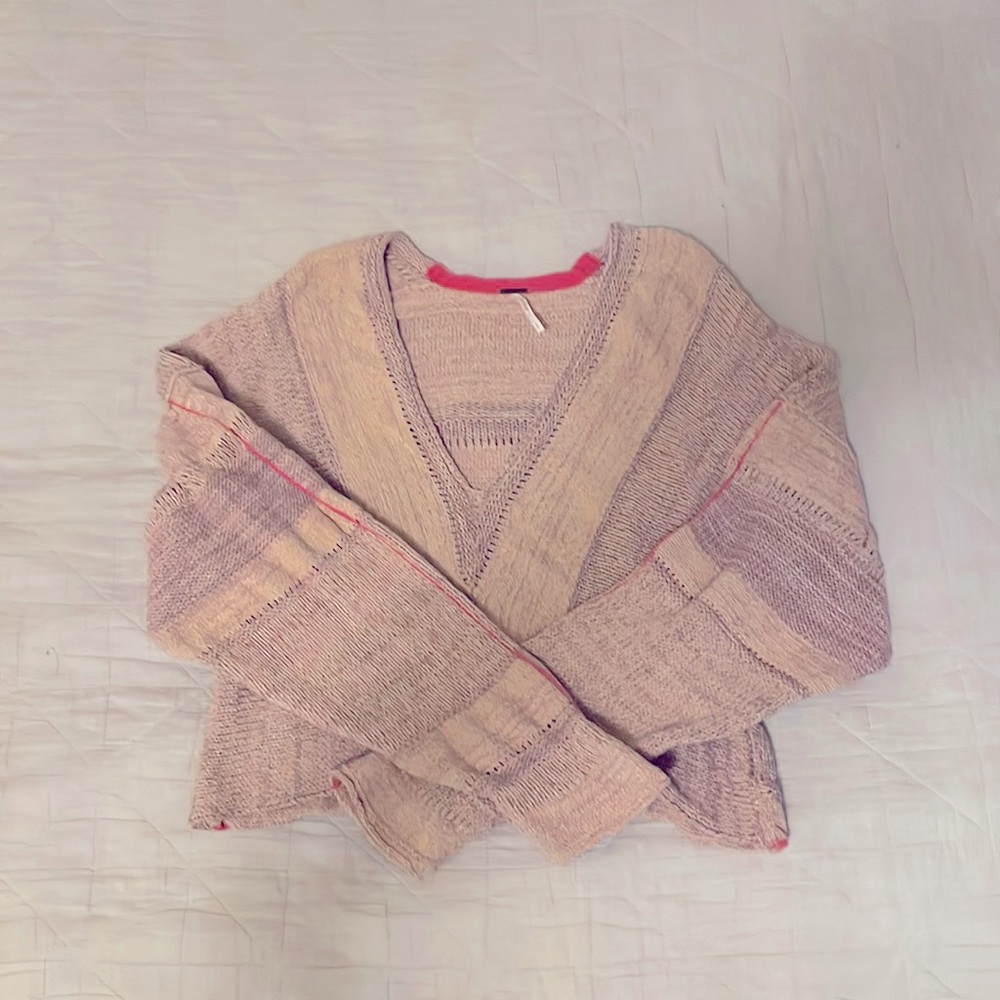 Free People Cropped V-neck Sweater